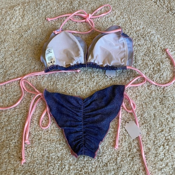 Blue and pink Cheeky Tie Bikini Size Small or XS NWT - Picture 5 of 8